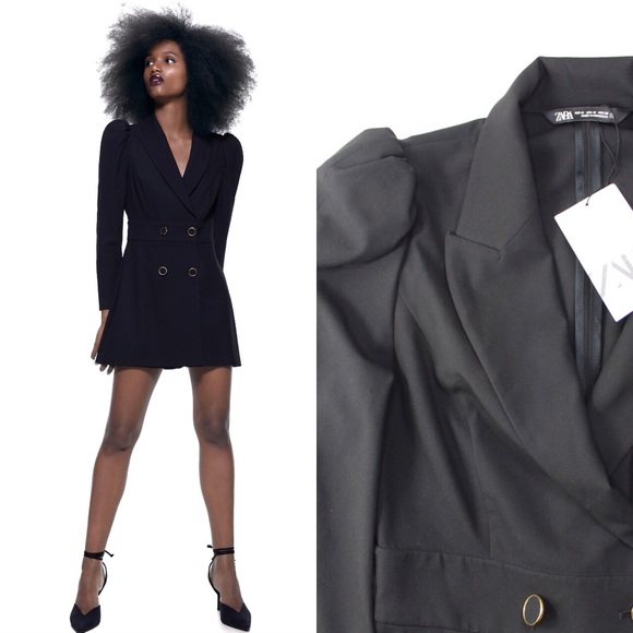 Zara NWT Black & Gold Buttoned Blazer Jumpsuit M - Picture 1 of 14
